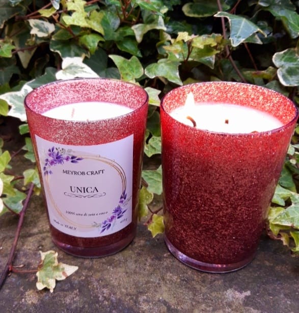 Candela Artigianale "Unica" – 100% Cera Naturale di Cocco e Soia biodegradabile.