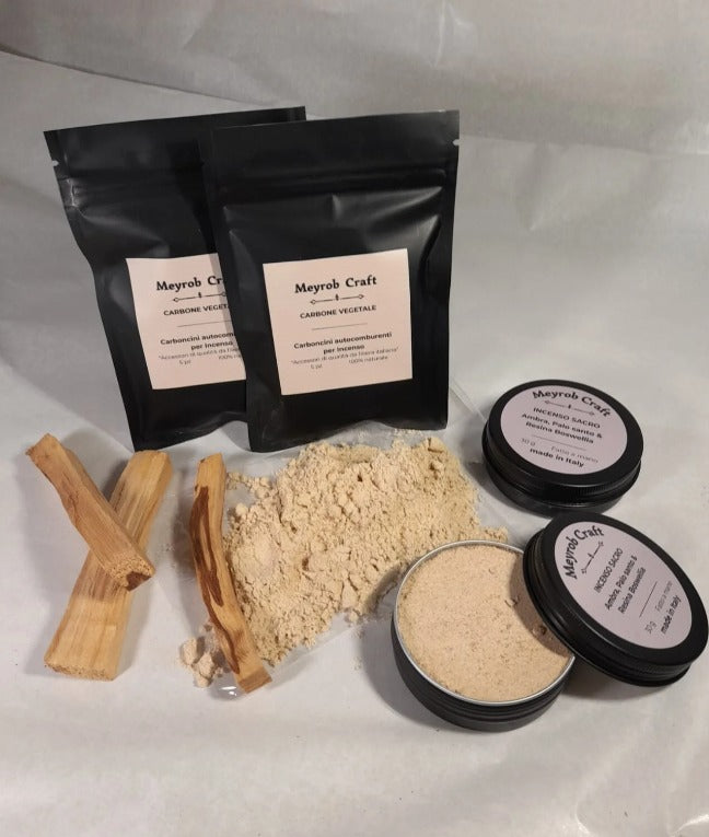 Incenso Artigianale- " Sacro" con Resina Boswellia, Ambra e Palo Santo (+ 5 Carboncini)
