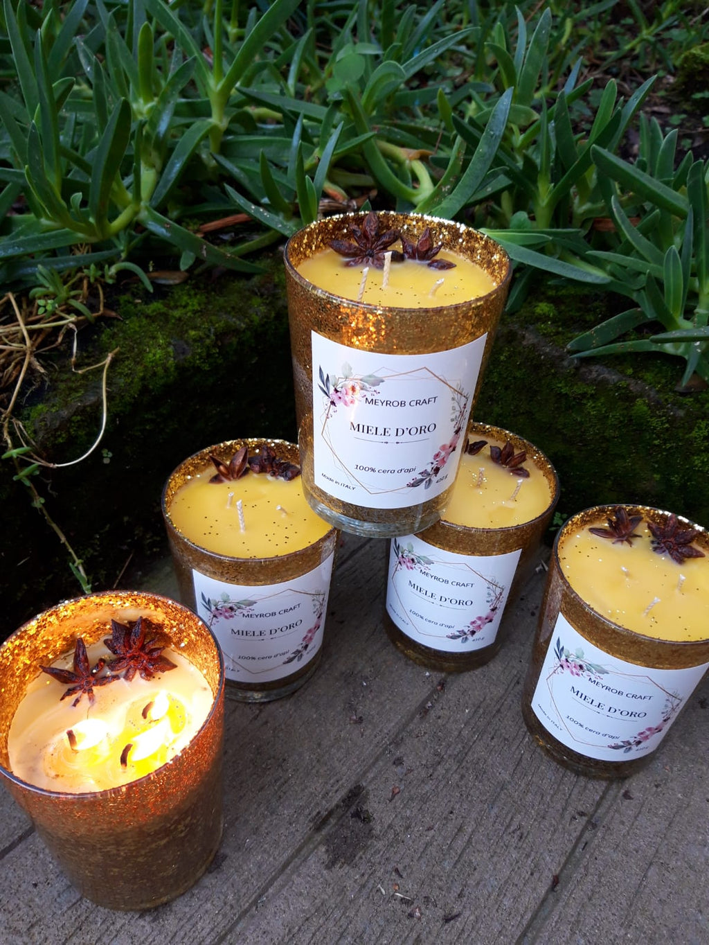 Candela Artigianale "Miele d'Oro" – Pura Cera d'Apicoltura Italiana