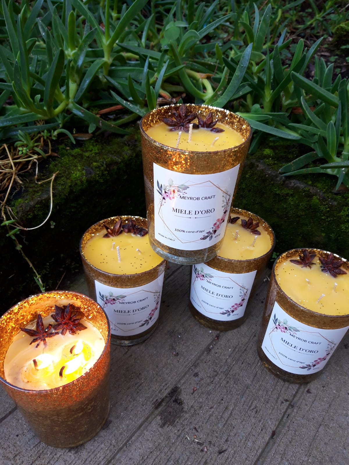 Candela Artigianale "Miele d'Oro" – Pura Cera d'Apicoltura Italiana