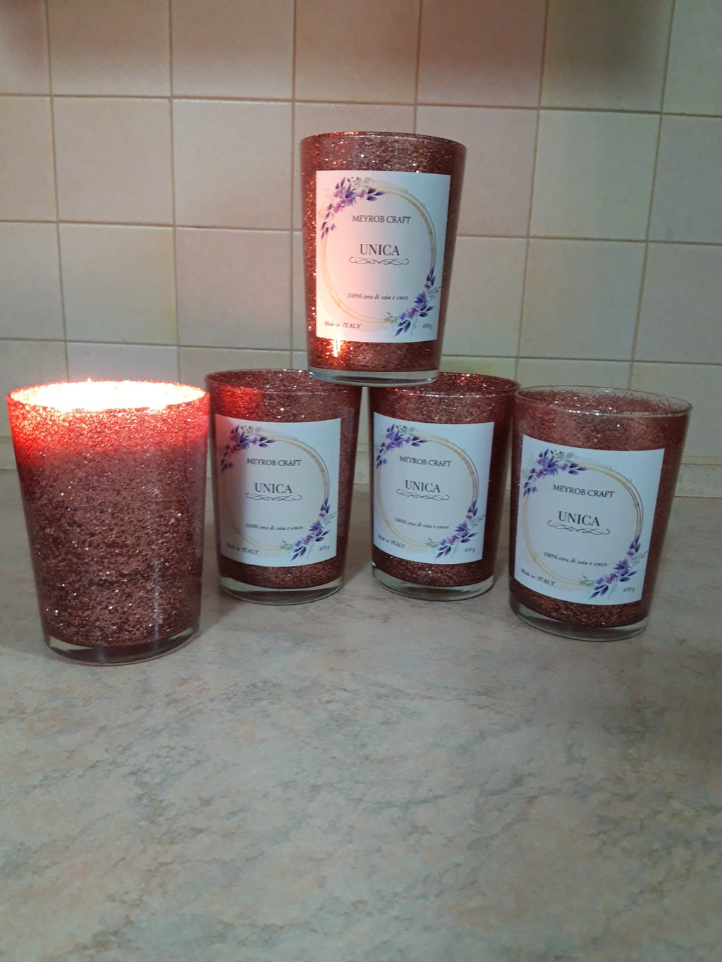 Candela Artigianale "Unica" – 100% Cera Naturale di Cocco e Soia biodegradabile.