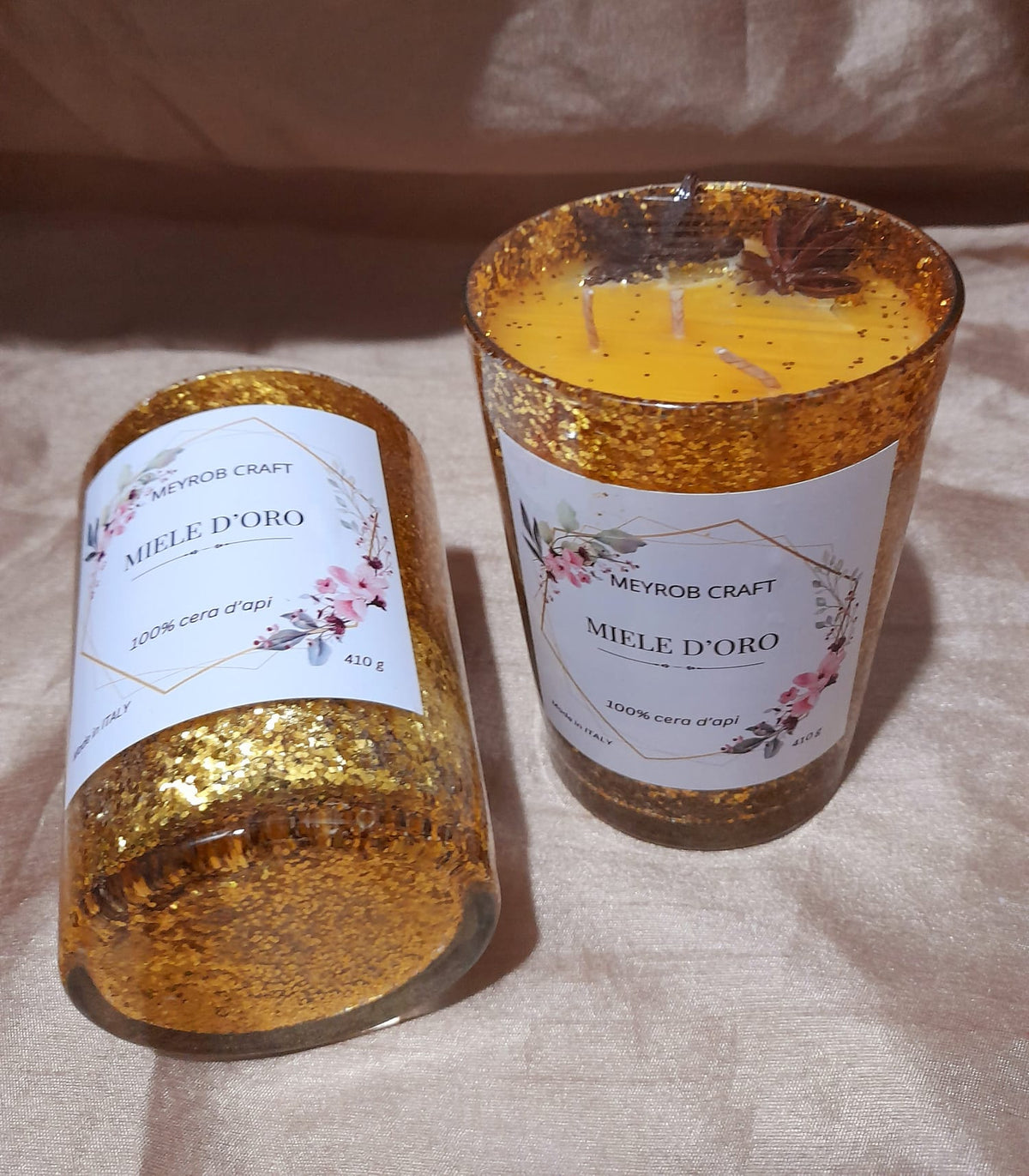Candela Artigianale "Miele d'Oro" – Pura Cera d'Apicoltura Italiana