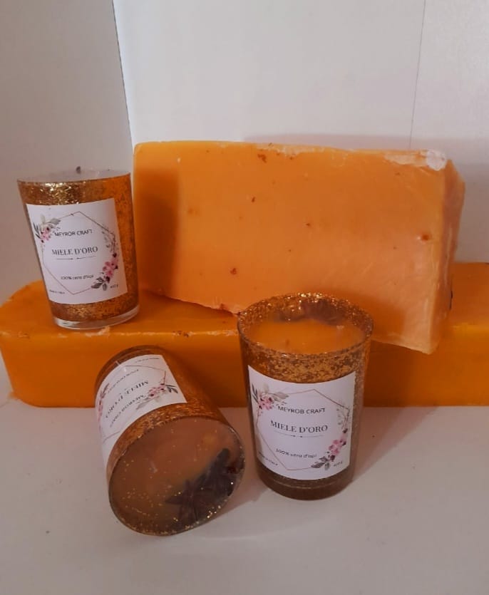 Candela Artigianale "Miele d'Oro" – Pura Cera d'Apicoltura Italiana
