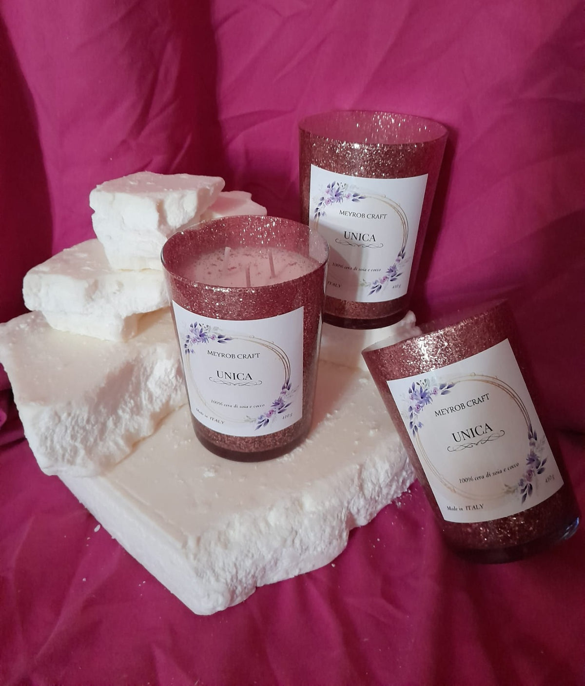 Candela Artigianale "Unica" – 100% Cera Naturale di Cocco e Soia biodegradabile.