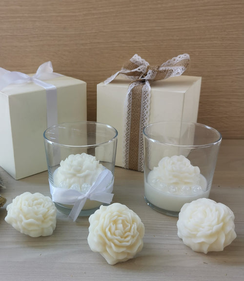 Bomboniera Matrimoniale Artigianale - Peonia in Cera di Soia